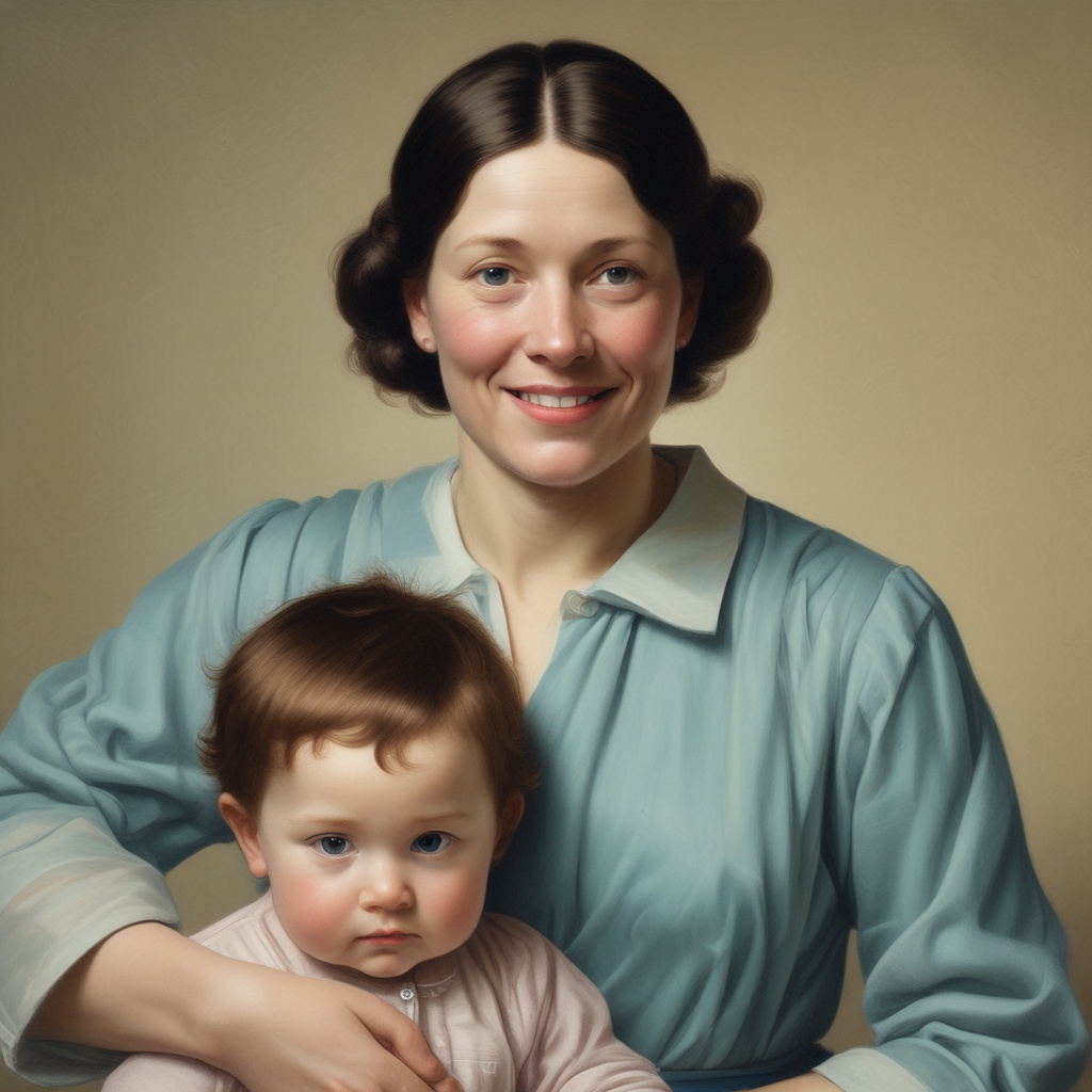 Portrait of a woman holding a toddler