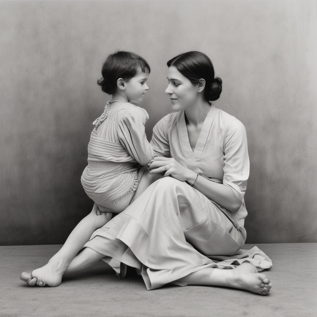 Woman sitting with a child